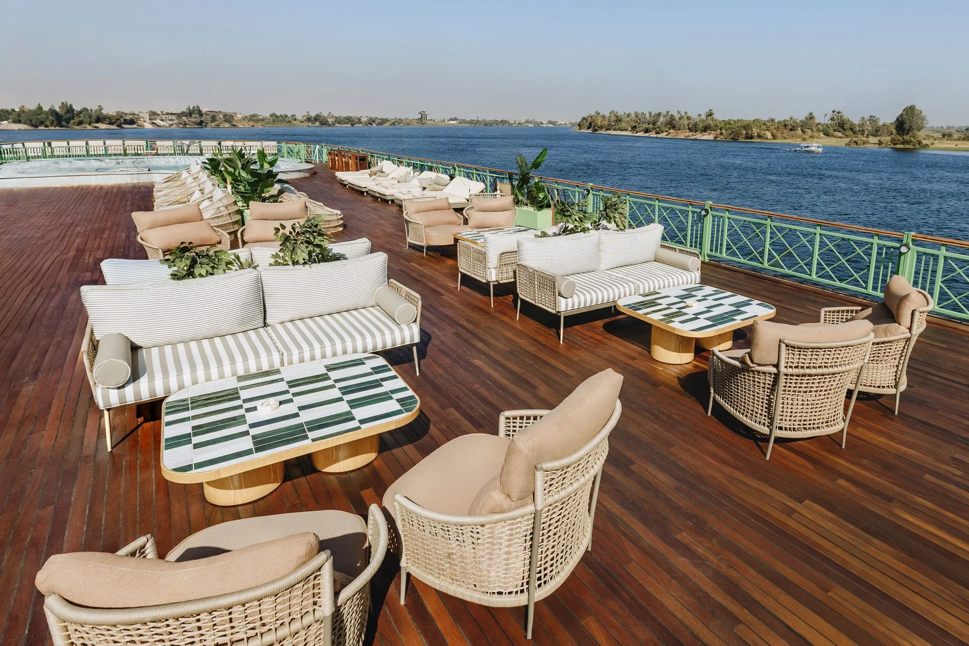 Sun deck of the Esmeralda Nile Cruise Nile cruise